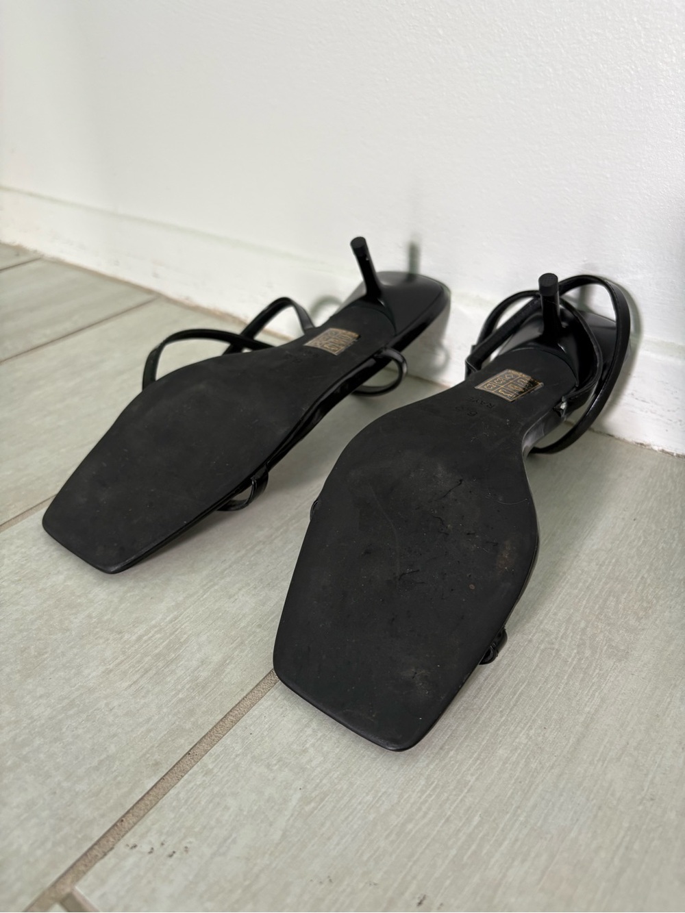 Revolve RAYE Misty Sandal in Black Patent Strappy Kitten Heel Sandal - Picture 7 of 7